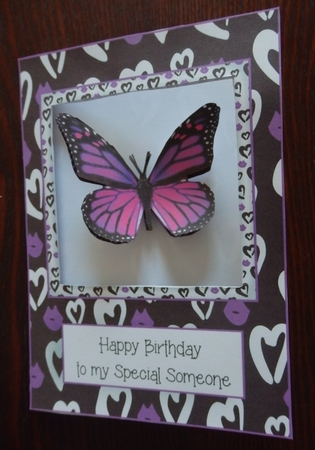 Monarch - Magenta 3D Butterfly Window Card by Helen Gomm