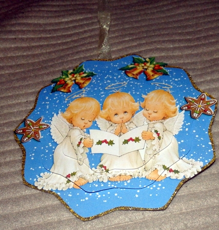 3D Shaped Keepsake Christmas Angel Decoration 8 by Helen Gomm