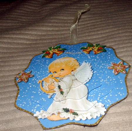 3D Shaped Keepsake Christmas Angel Decoration 1 by Helen Gomm