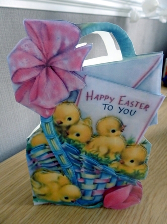 A Basket of Chicks Shaped Easter Card by Helen Gomm