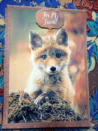Baby Fox A5 Scalloped Layered Mini Card Kit by Helen Gomm