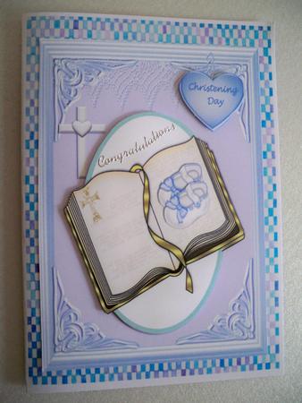 Baby Boy Blue Christening with Bible by Helen Gomm