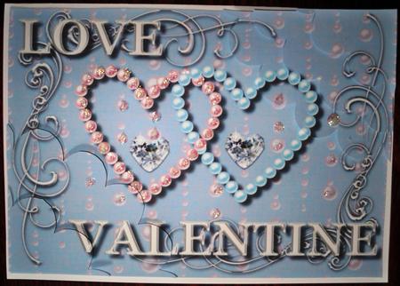 Iceblue Hearts and Pearls by Helen Gomm