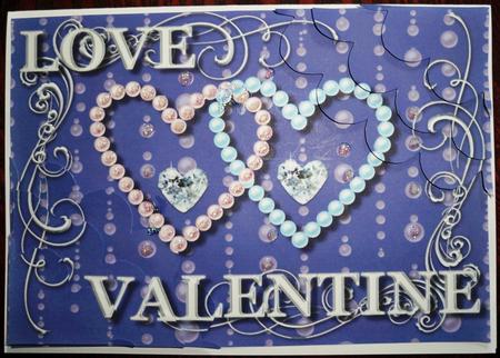 Lilac Blue Hearts and Pearls by Helen Gomm