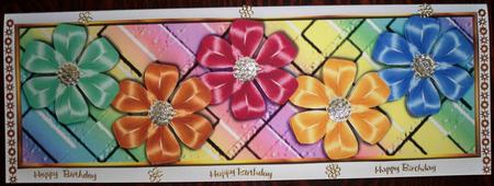 Funky Floral Bow Large Dl Card by Helen Gomm