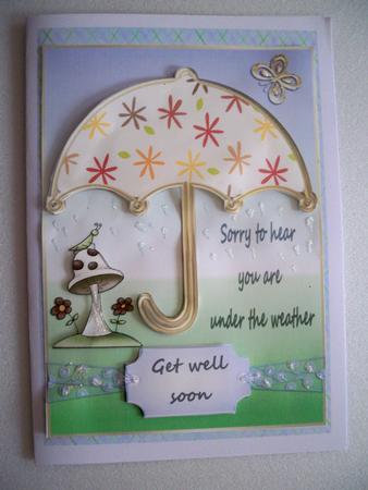 Under the Weather Umbrella Card Front by Helen Gomm