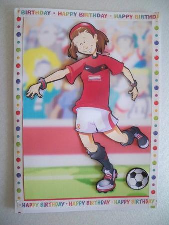 Red and Black Football Girl A4 by Helen Gomm
