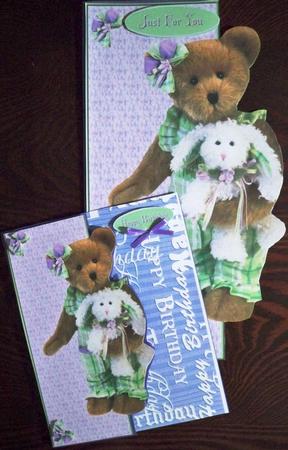 Cute Teddy with Rabbit Large Dl Card by Helen Gomm