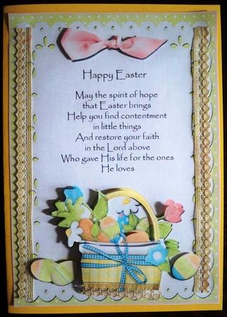Eggs in a Basket and Verse Card Front with Decoupage by Helen Gomm