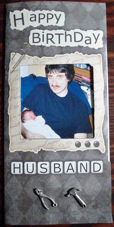 Add a Photo DL Card - Happy Birthday HUSBAND with easy fold frame by Helen Gomm