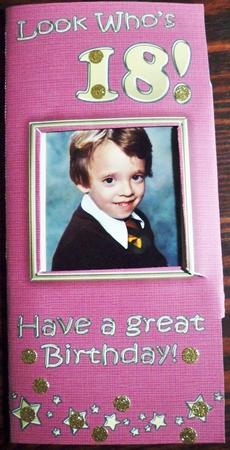 Add a Photo 18th Birthday Card with Easy Fold Frame by Helen Gomm