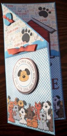 Puppy Love Birthday Wishes Tall Dl Angled Front Card by Helen Gomm
