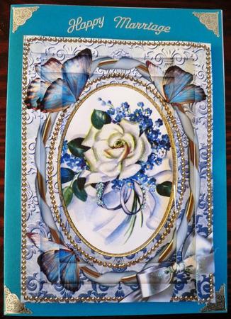 White Roses Butterfly 7x5in Spiral Edge Stacker by Helen Gomm