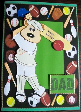 Sporty Cricket Dad Bear by Helen Gomm