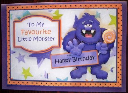 Happy Birthday to My Favorite Little Monster Card Front by Helen Gomm