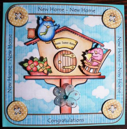 Birdhouse New Home Quick Card with Insert by Helen Gomm