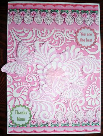 Pink Swirls and Butterflies with Lace Scalloped Border Duo by Helen Gomm