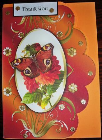 Vintage Butterfly Scalloped Edge Card with Decoupage by Helen Gomm