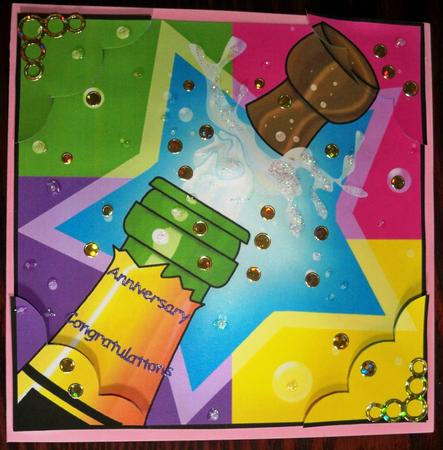 8 x 8 Let's Celebrate Champers Scalloped Corner Topper by Helen Gomm