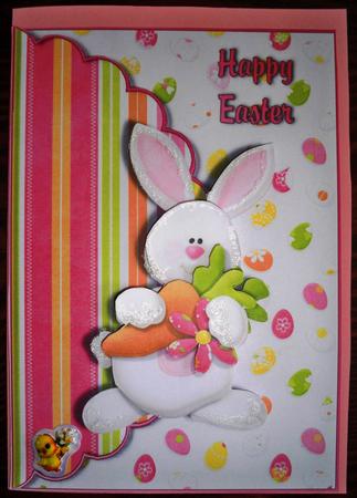 Cute Easter Bunny Scalloped Edge Envelope Card by Helen Gomm