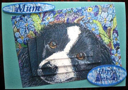 Forget Me Not Border Collie Dog Topper and Pyramid by Helen Gomm