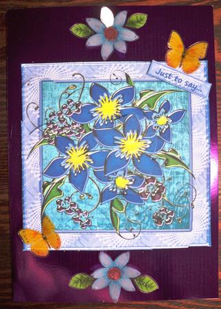 Blue Flowers Shell Edged Corner Stacker by Helen Gomm