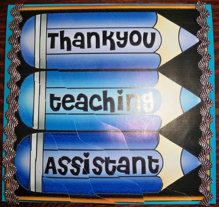 Thank You Teaching Assistant Pencils Wavy Corner by Helen Gomm
