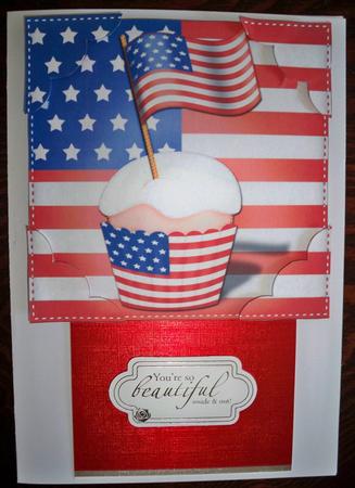 8 x 8 Flying the Flag Usa Scalloped Corner Topper by Helen Gomm