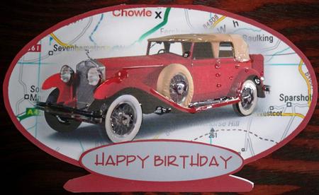 Vintage Car Oval Shaped Card for Dad by Helen Gomm