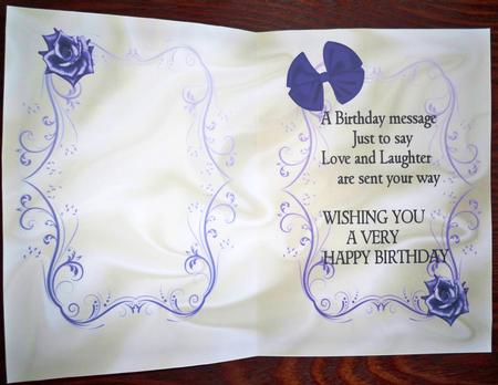 Pretty Purple Rose & Bow A5 Insert with Verse by Helen Gomm