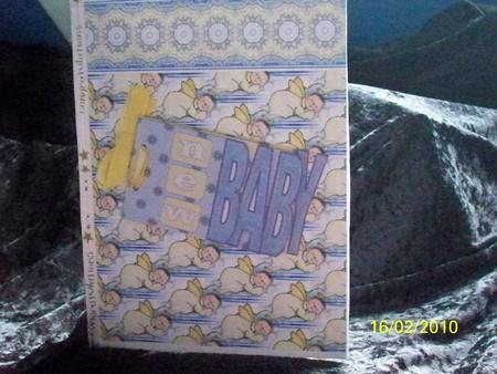 New Baby Word-stack Card in Cream and Blue by Helen Gomm