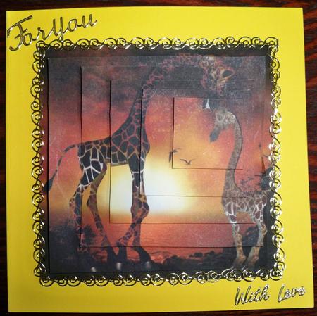 Motherly Love (giraffes in the Sunset)offset Pyramid by Helen Gomm
