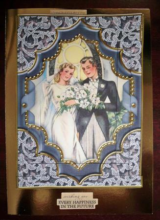Bride and Groom Ornate 7x5in Spiral Edge Stacker Card Front by Helen Gomm