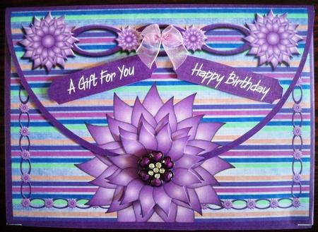 Purple Fancy Flower A5 Gift Envelope Card Kit by Helen Gomm