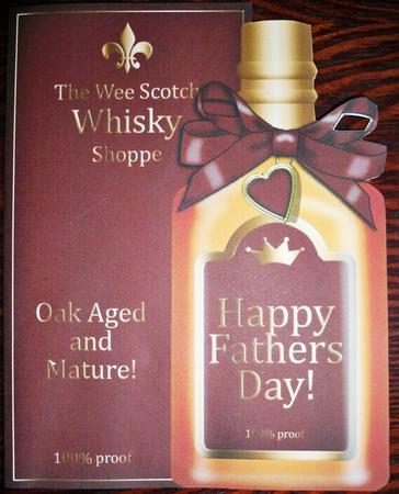Fathers Day Whisky Bottle Shaped Card by Helen Gomm