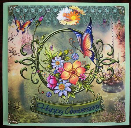 Butterfly & Floral Wishes 8x8inch Topper by Helen Gomm