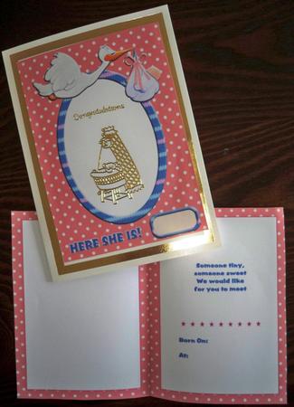 Baby's Announcement Card Front & Insert (girl) by Helen Gomm