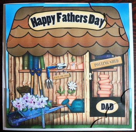 8 x 8 the Little Potting Shed Fathers Day Topper by Helen Gomm