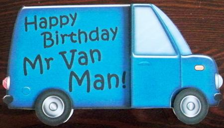 Happy Birthday Mr Van Man Shaped Card by Helen Gomm