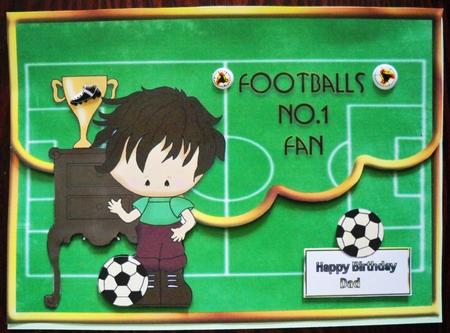 No1 Football Fan Scalloped Edge Envelope Card by Helen Gomm