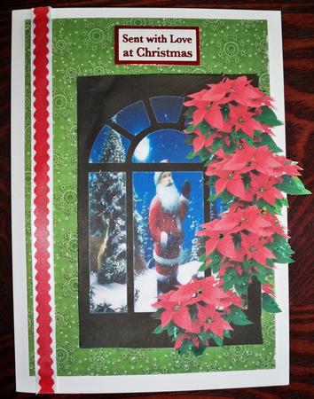 Santa in Snow in Window by Helen Gomm