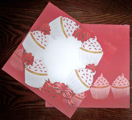 Red and White Cupcakes 8in Square Envelope Kit by Helen Gomm