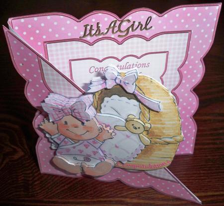 Baby Girl All in One Over the Edge Card by Helen Gomm