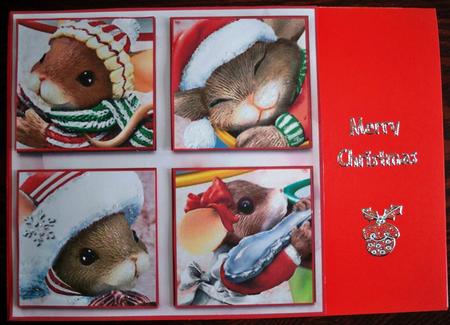 Mouse Christmas - 6x6 Patchwork Card by Helen Gomm