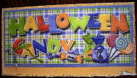 Halloween Candy Dl Card Front with Decoupage Elements by Helen Gomm