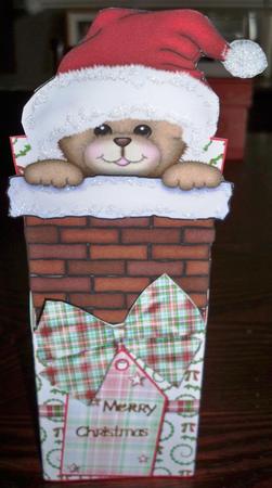 Christmas Bear in a Chimney (gift Wrap) Box Card by Helen Gomm