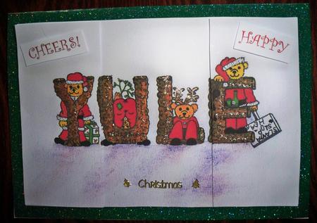 Yule Funny Alphabet Teddy Bears - A5 Side Stacker Xmas Card by Helen Gomm