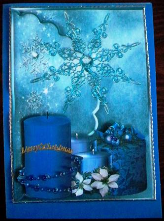Christmas Candles and Box Scalloped Edge Faux Envelope Card by Helen Gomm