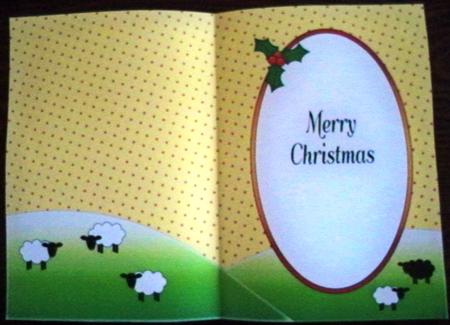 Cute Christmas Sheep Insert Merry Christmas by Helen Gomm