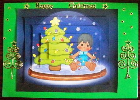 In a Tangle Snowglobe Baby Pyramid Card by Helen Gomm